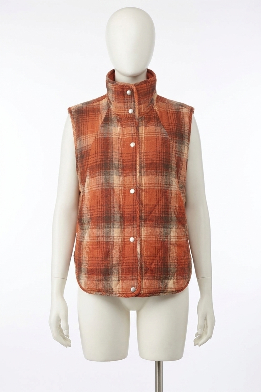 NEW HAPTICS perfect puffer vest in plaid
